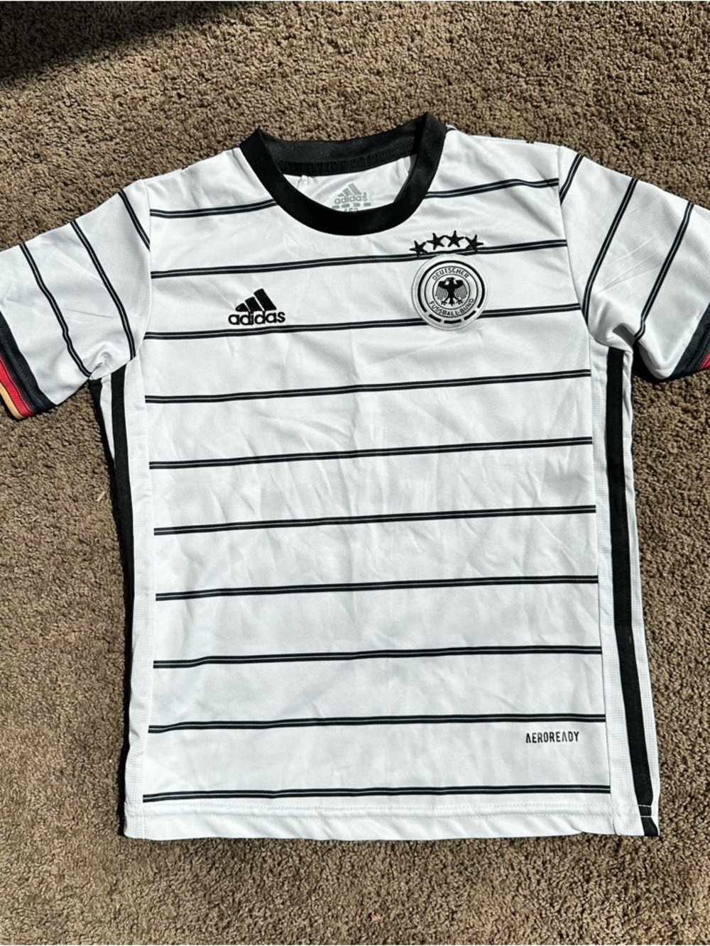 adidas White and Black Kids Soccer Jersey with Crest